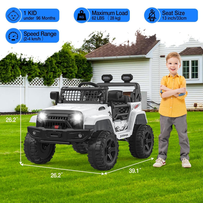 12V Kids Electric Ride-On Truck and Car with Parent Remote Control and LED Lights