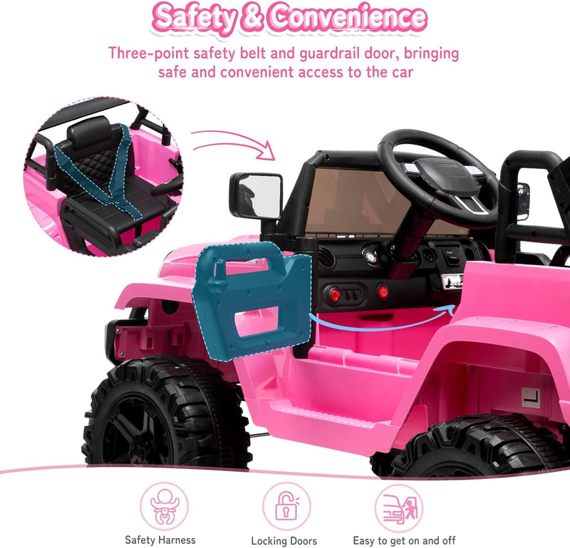 12V Battery-Powered Kids Ride-On Truck with Remote Control and 4 Wheels