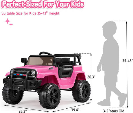 12V Battery-Powered Kids Ride-On Truck with Remote Control and 4 Wheels
