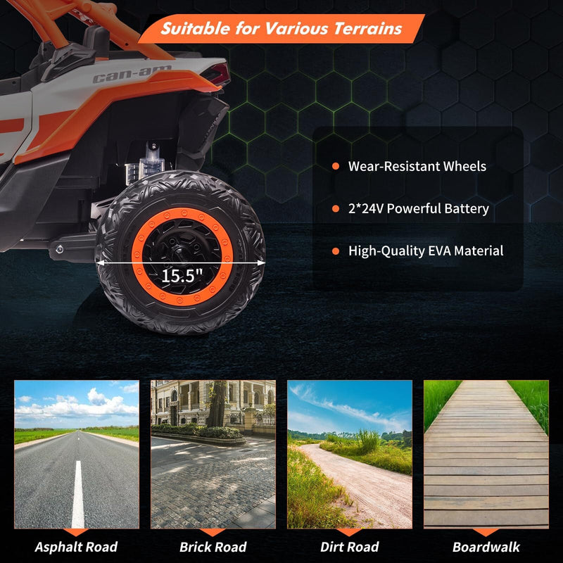 Electric 2-Seater Ride-On UTV Car with 24V 7AH Batteries and 200W Motor Licensed Can-Am Design