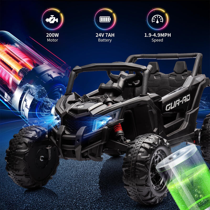 Ride-On UTV Car with Remote Control 200W Motor Spring Suspension Music 24V Battery