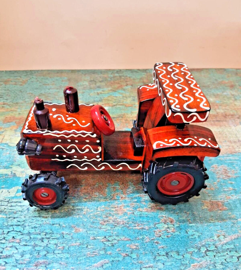 Wooden Ride-On Tractor Toy for Toddlers with 4 Wheels and Functional Design