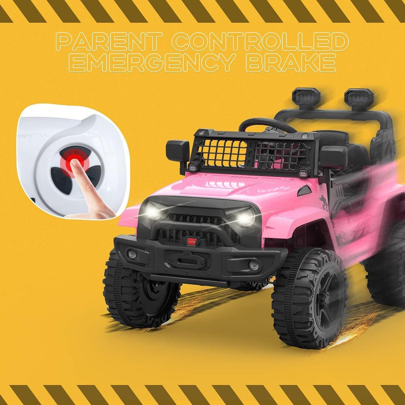 Electric Ride-On Truck with Remote Control, Spring Suspension, and LED Lights