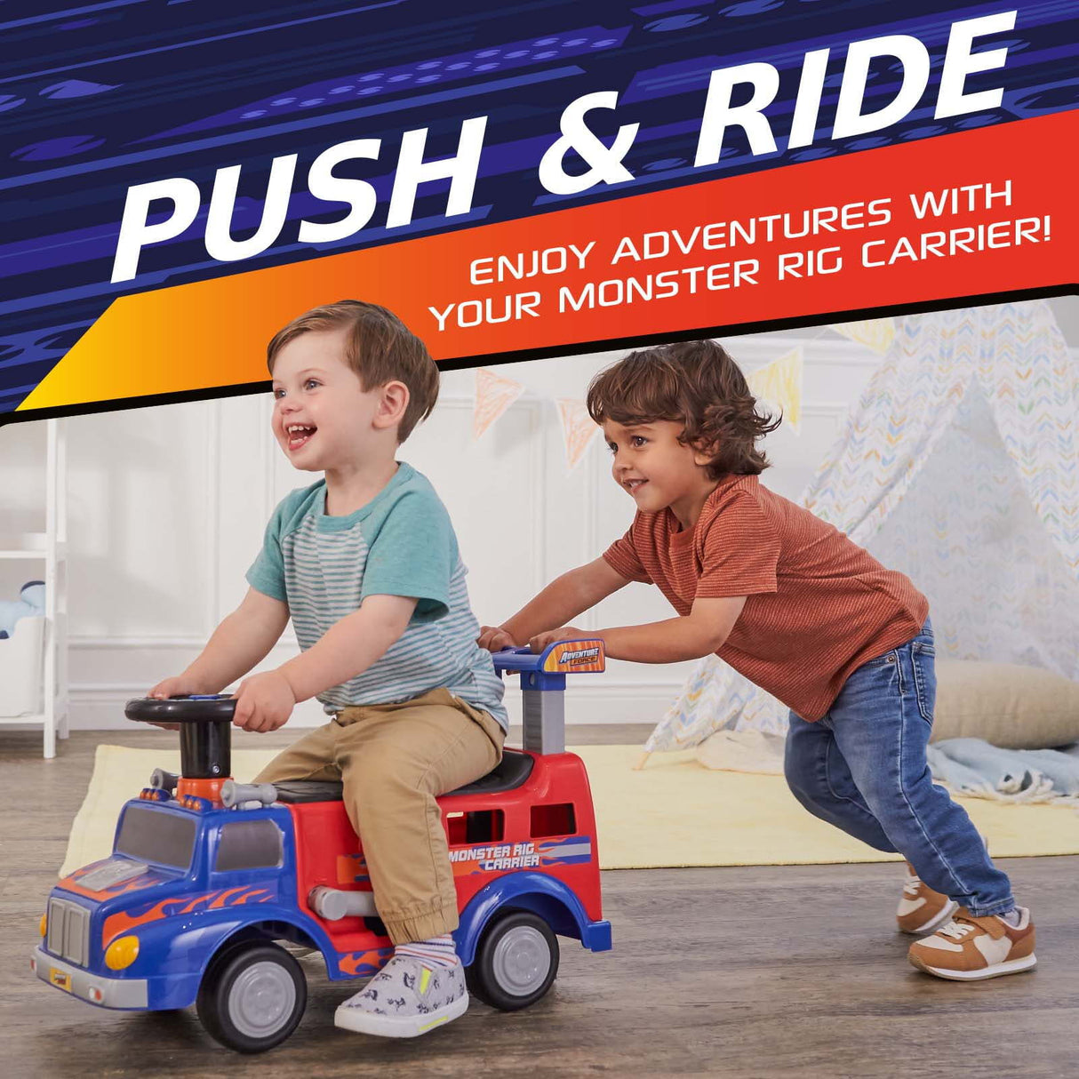Ride-On Toy Bike Carrier for Kids 1-3 Years, Supports Up to 44 lbs