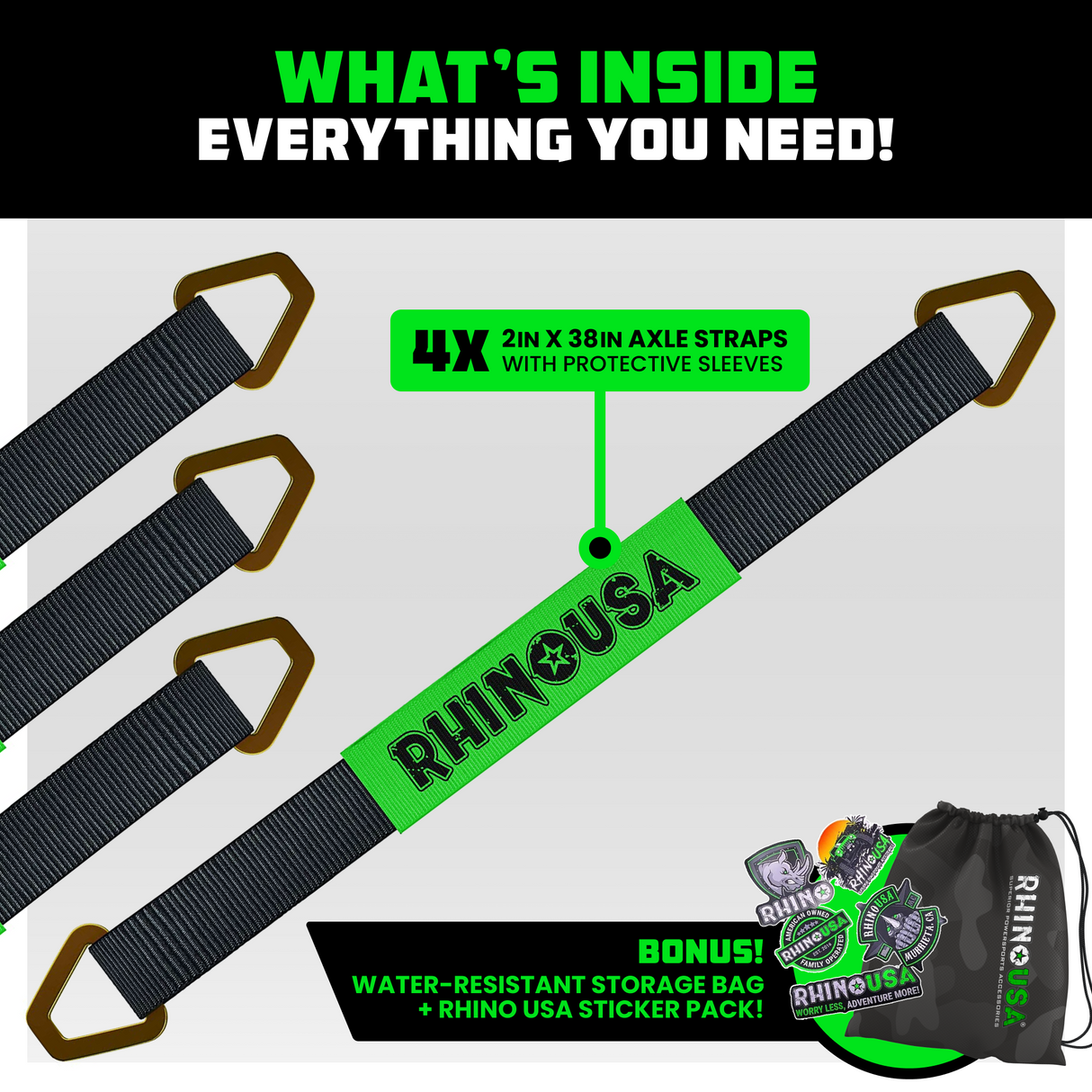 2" x 38" Axle Tie-Down Straps (4-Pack)