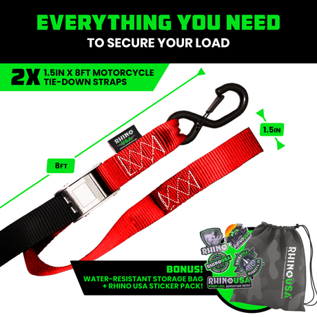 1.5" x 8' Cambuckle Tie-Down Straps (2-Pack)