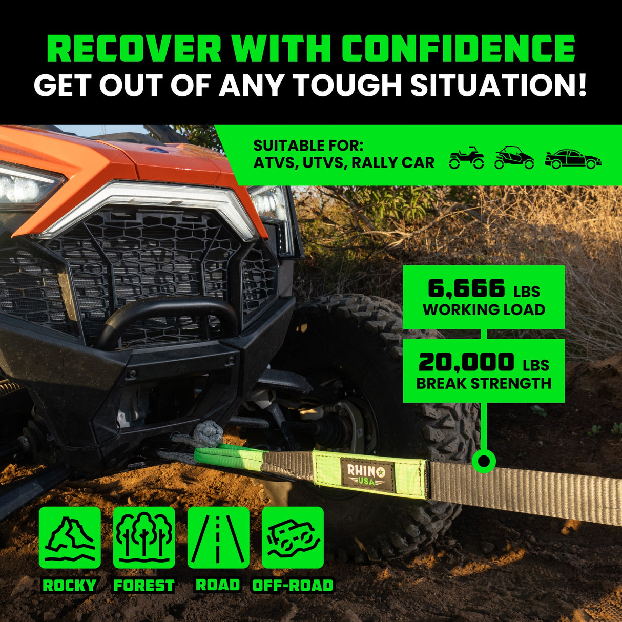2" x 20' Ultimate Recovery Tow Strap