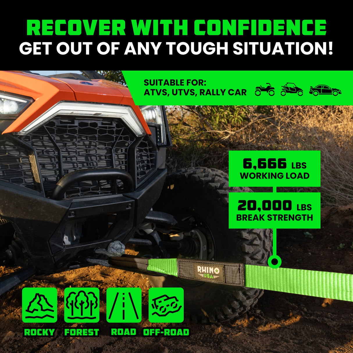 2" x 20' Ultimate Recovery Tow Strap