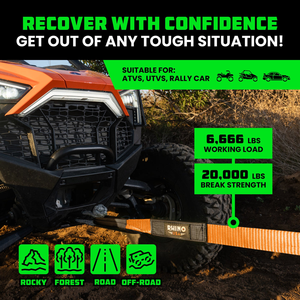 2" x 20' Ultimate Recovery Tow Strap