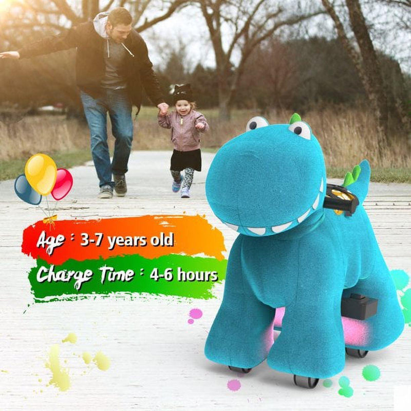 Roaring Dinosaur Plush Ride-On Scooter for Kids with Safety Belt