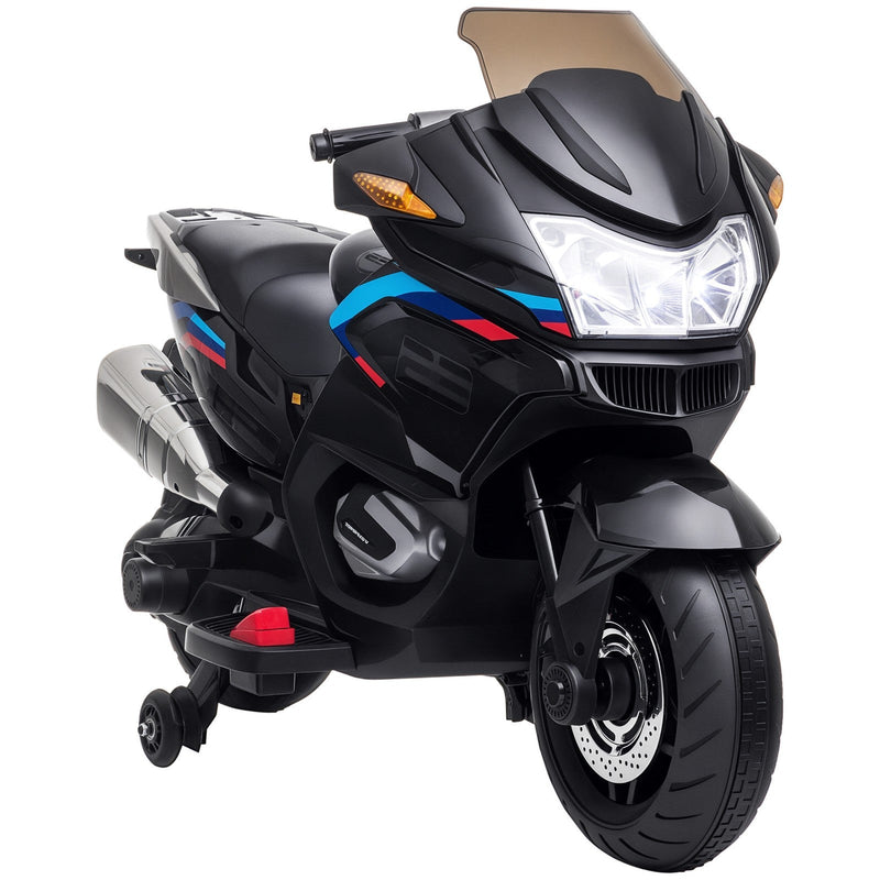 Electric Kids Motorcycle with Sound Effects, Lights, and Engine Design – Black