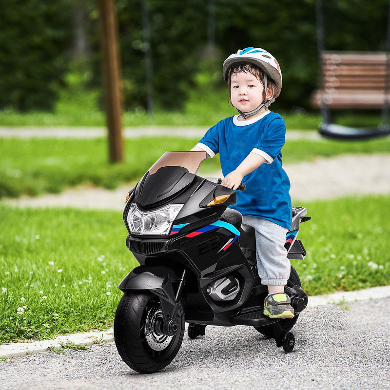 Electric Kids Motorcycle with Sound Effects, Lights, and Engine Design – Black