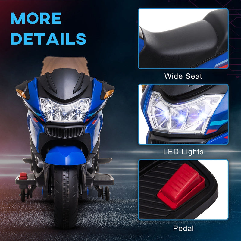Electric Kids Motorcycle with Sound Effects, Lights, and Music – Blue