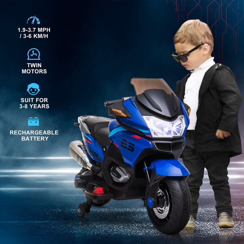 Electric Kids Motorcycle with Sound Effects, Lights, and Music – Blue