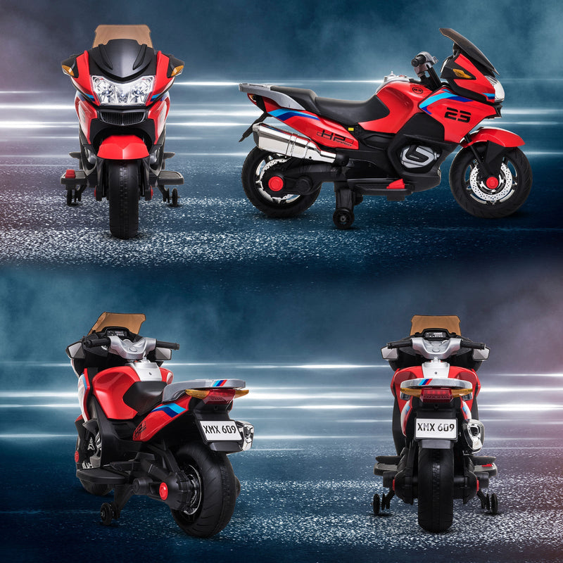 Electric Kids Motorcycle with Sound Effects, Lights, and Music – Red