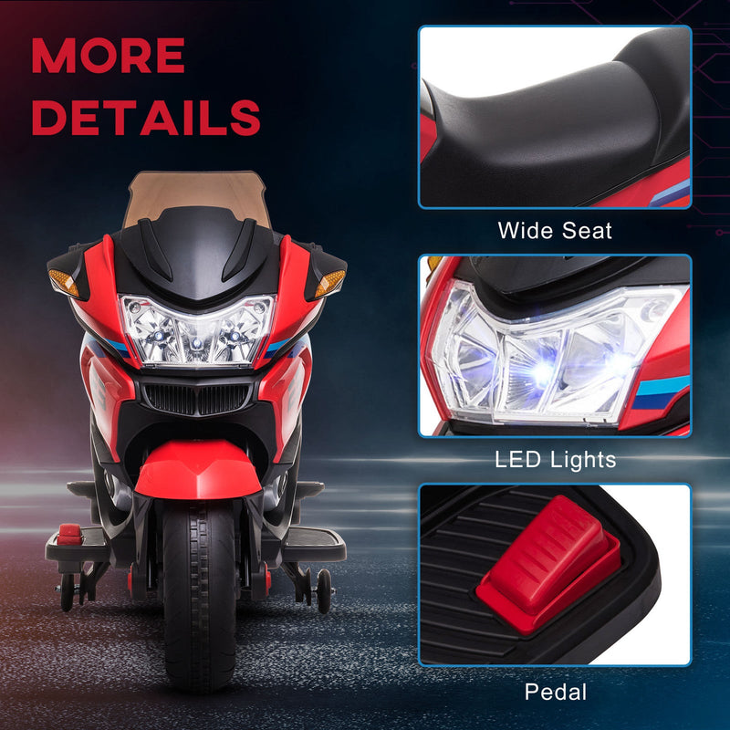 Electric Kids Motorcycle with Sound Effects, Lights, and Music – Red