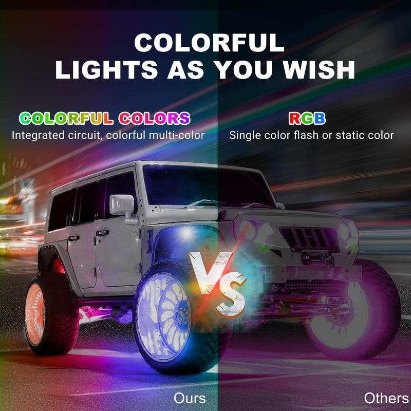 Rock Lights for Trucks Jeep UTV ATV Bright Underglow Exterior Wheel Lighting