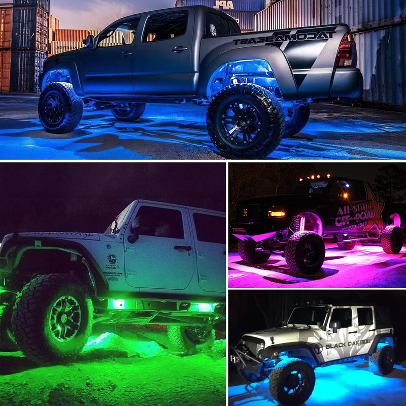 Rock Lights for Trucks Jeep UTV ATV Bright Underglow Exterior Wheel Lighting