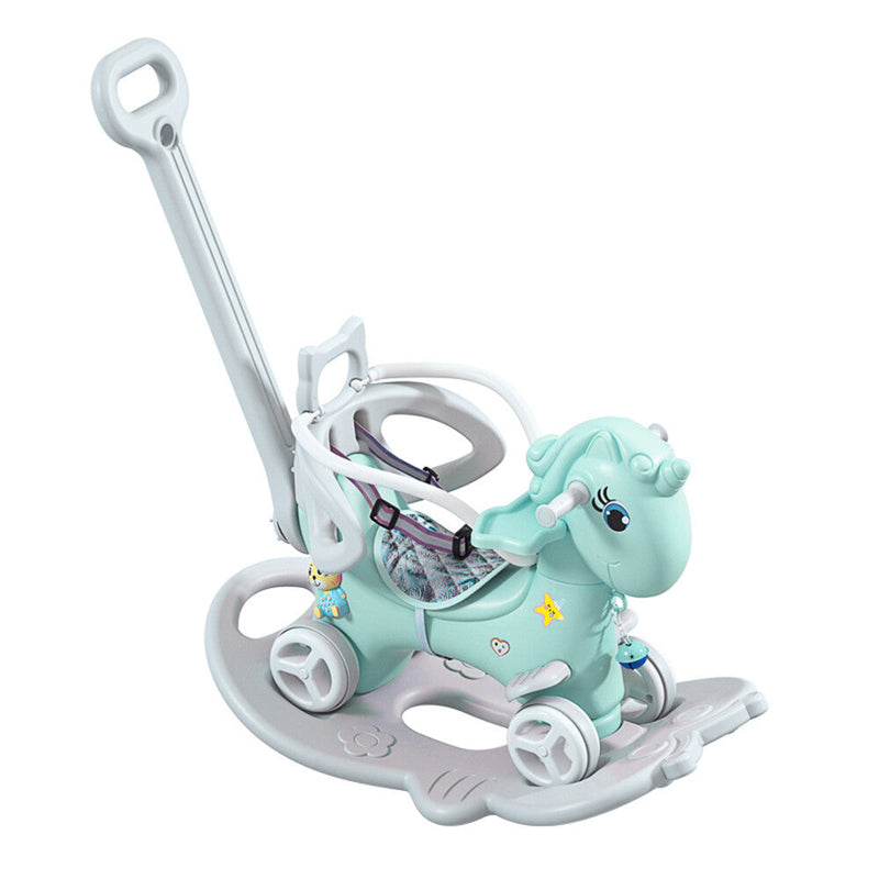 Toddler Rocking Horse with Push Handle, Backrest, and Balance Bike Ride-On Toy