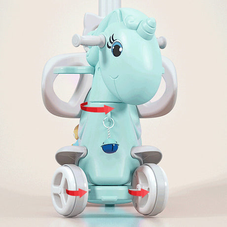 Toddler Rocking Horse with Push Handle, Backrest, and Balance Bike Ride-On Toy