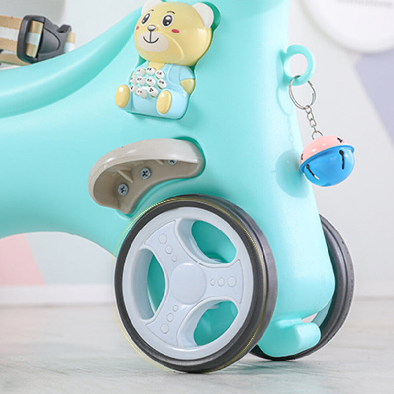 Toddler Ride-On Rocking Horse and Balance Bike with Push Handle and Backrest