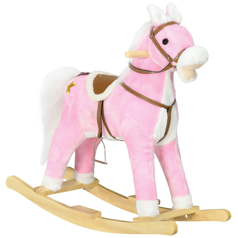Toddler Rocking Horse with Saddle and Sound, Ride-On Toy for Ages 3-8