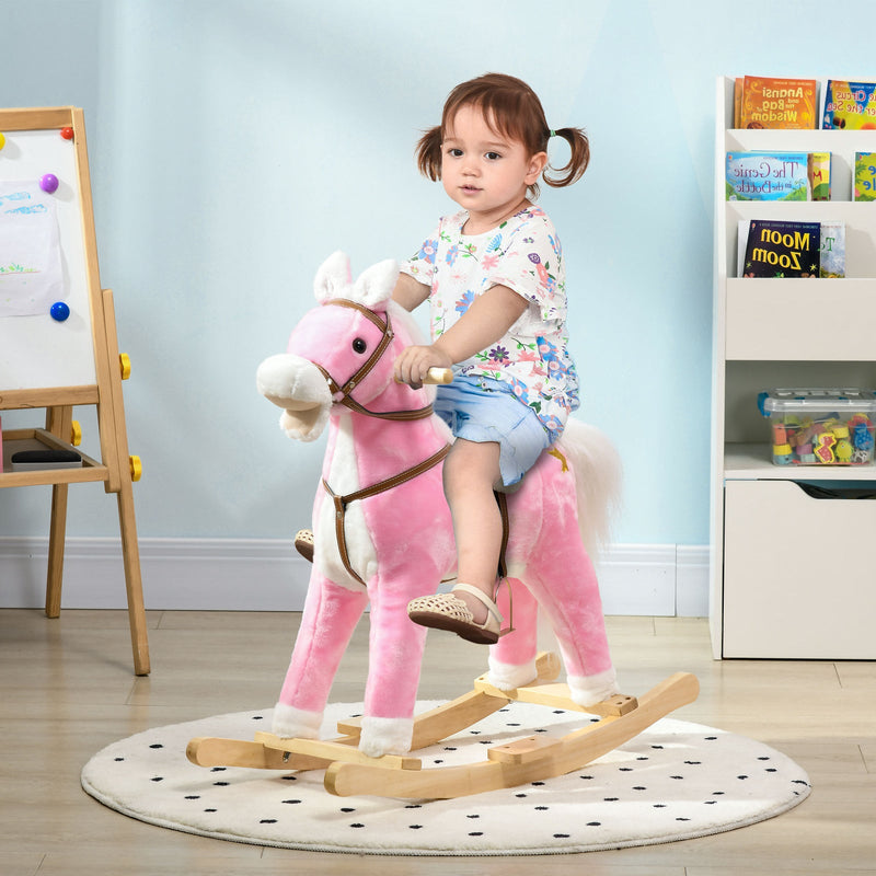 Toddler Rocking Horse with Saddle and Sound, Ride-On Toy for Ages 3-8