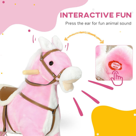 Toddler Rocking Horse with Saddle and Sound, Ride-On Toy for Ages 3-8