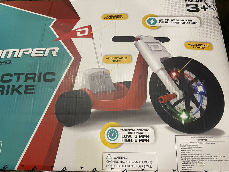 Electric Motorized Kids Tricycle with Parental Speed Control
