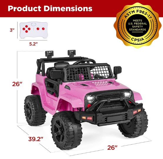 Rosa Electric Ride-On Car for Girls with Remote Control and Music - Rechargeable