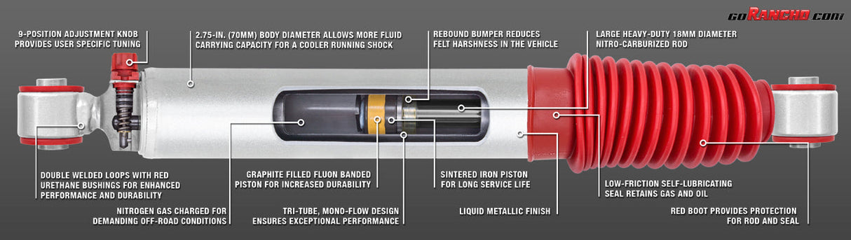 Rancho RS9000XL 9 Way Adjustable Shock 99' - 04' Ford F250 - F550