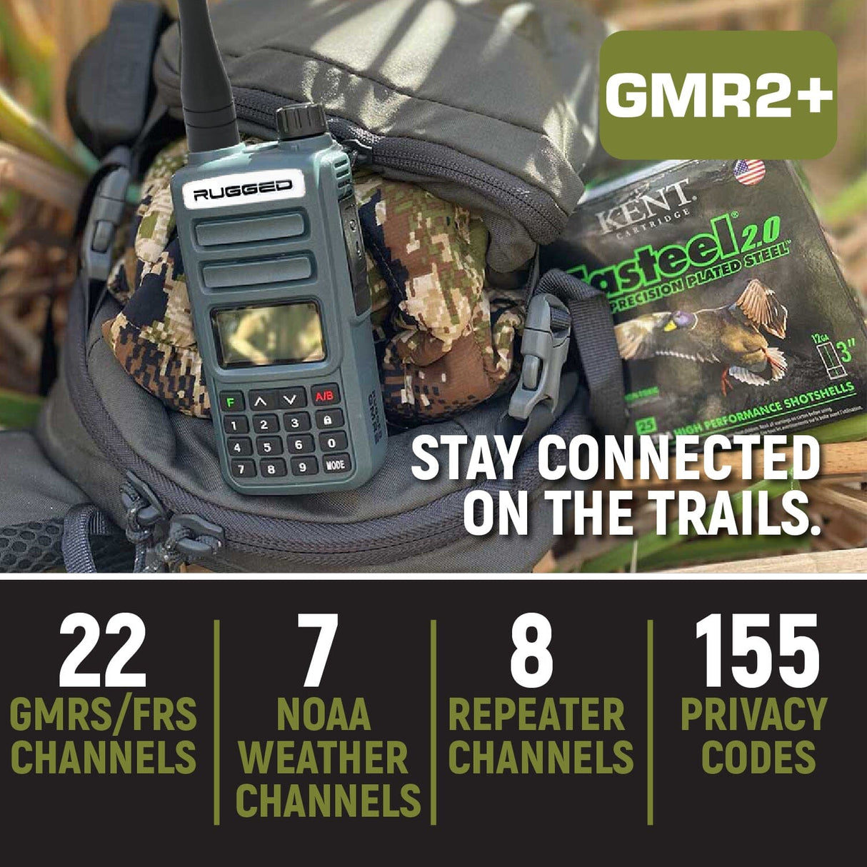 GMRS and FRS Handheld Radio - Model GMR2-PLUS - Grey - CLEARANCE