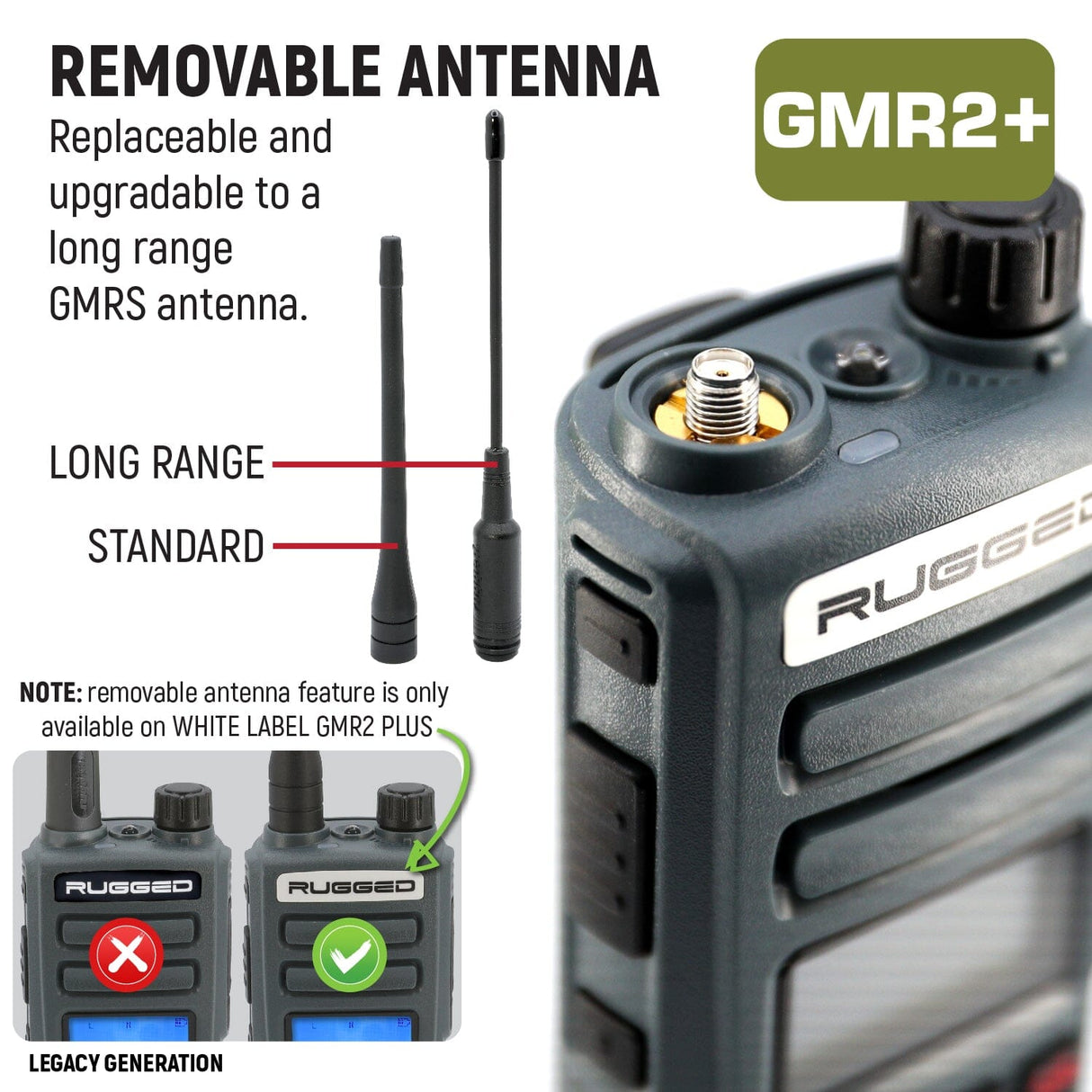 GMRS and FRS Handheld Radio - Model GMR2-PLUS - Grey - CLEARANCE
