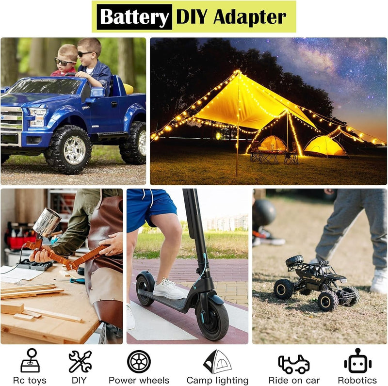 18V Power Wheels Battery Adapter Kit with 30A 12AWG Wire and Switch
