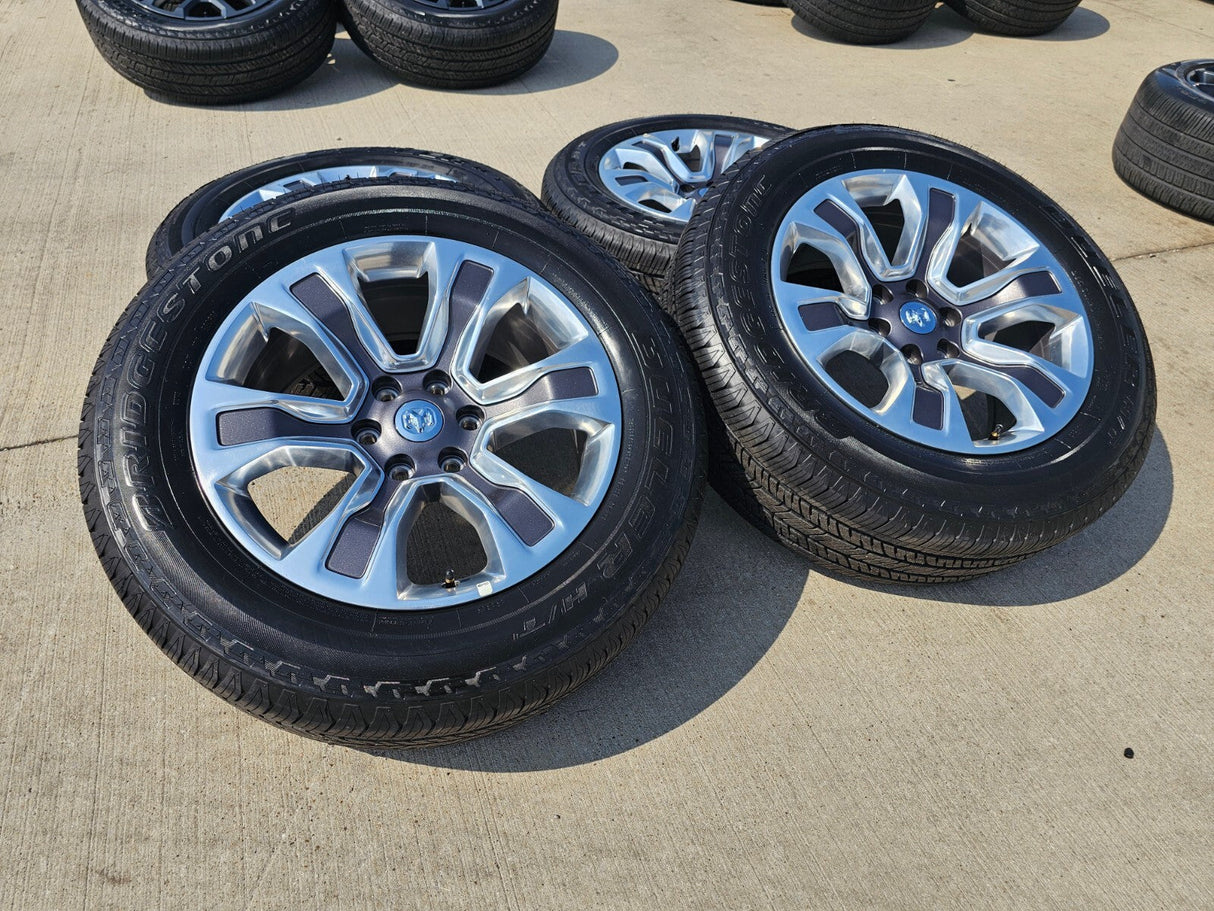 20" Dodge Ram 1500 OEM Laramie Long Horn wheels rims 2678 2682 TAN 2024 2025 NEW Texas Truck Tire