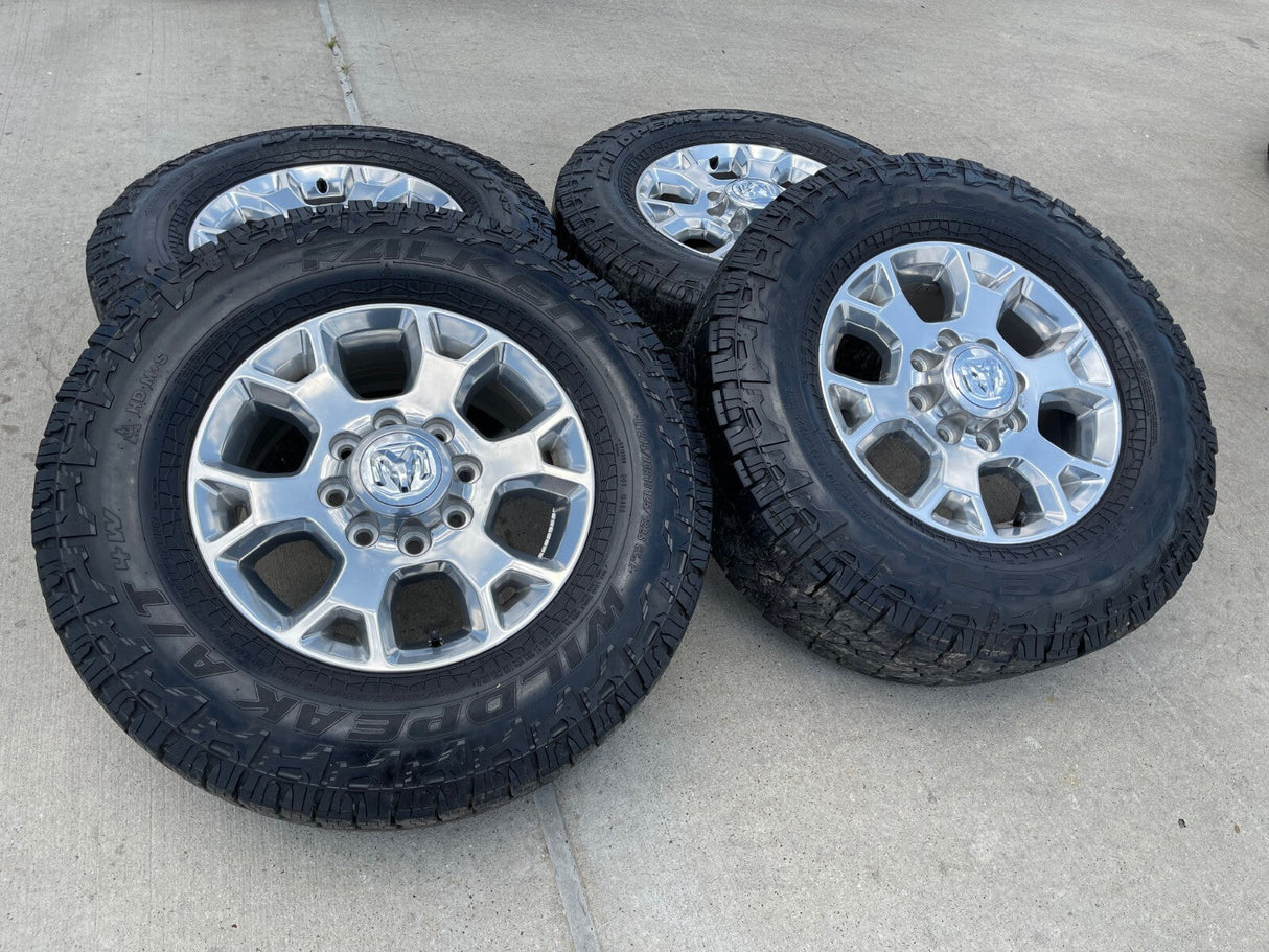 18" Ram 2500 3500 Laramie Power Wagon OEM wheels rims 2693 tires FALKEN A/T4 Texas Truck Tire
