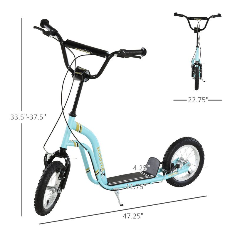 Youth Scooter with 12-Inch Inflatable Front Wheel and Dual Front & Rear Caliper Brakes
