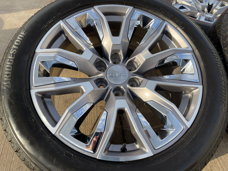 22" GMC Yukon Chevy Tahoe Escalade OEM 95513 14134 wheels rims BRIDGESTONE NEW Texas Truck Tire