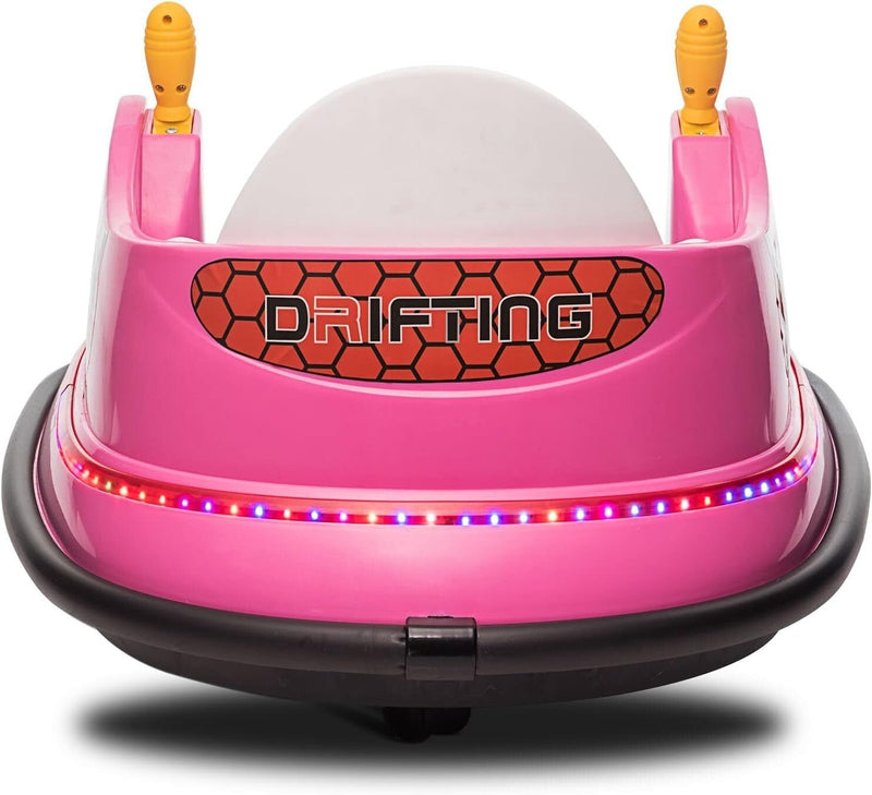 12V Kids Ride-On Bumper Car with Remote Control and 360° Spin Toddler Toy Pink