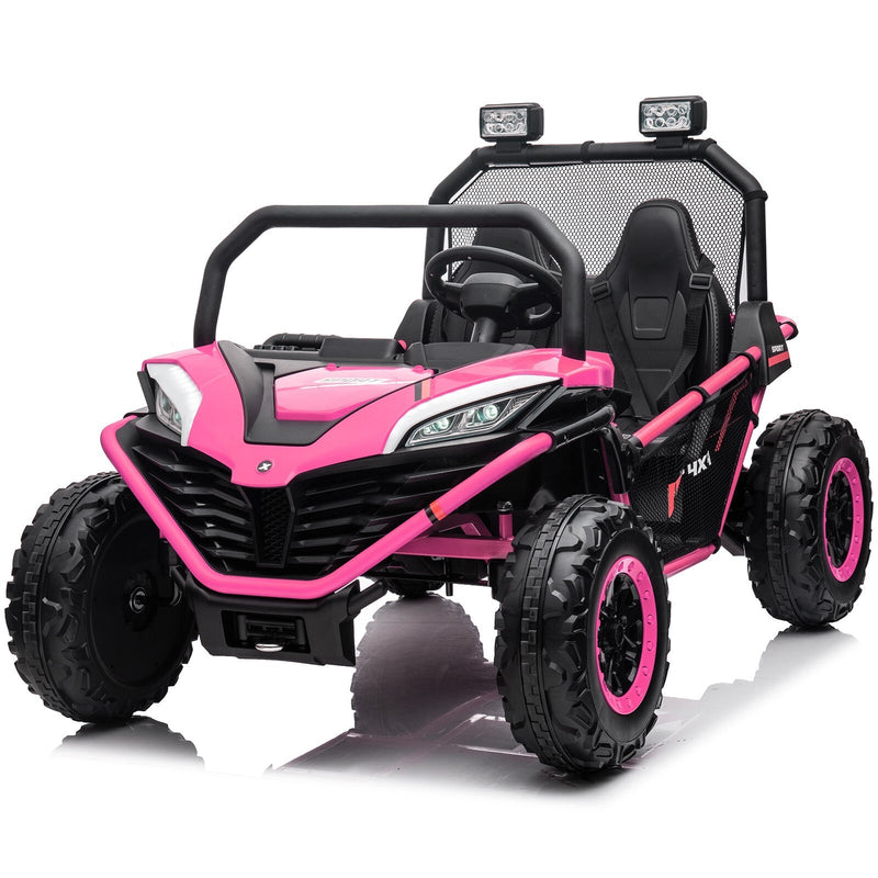 24V Kids 2-Seater Pink Ride-On UTV Toy with 400W Motor, Metal Frame, and EVA Wheels