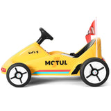 Yellow 12V Battery-Powered Kids Electric Ride-On Go-Kart with 3 Speeds, Music, and Remote Control