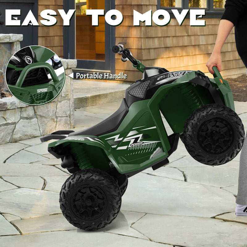 Electric Kids ATV with Headlights, Music, and Green Design - 12V Battery Powered
