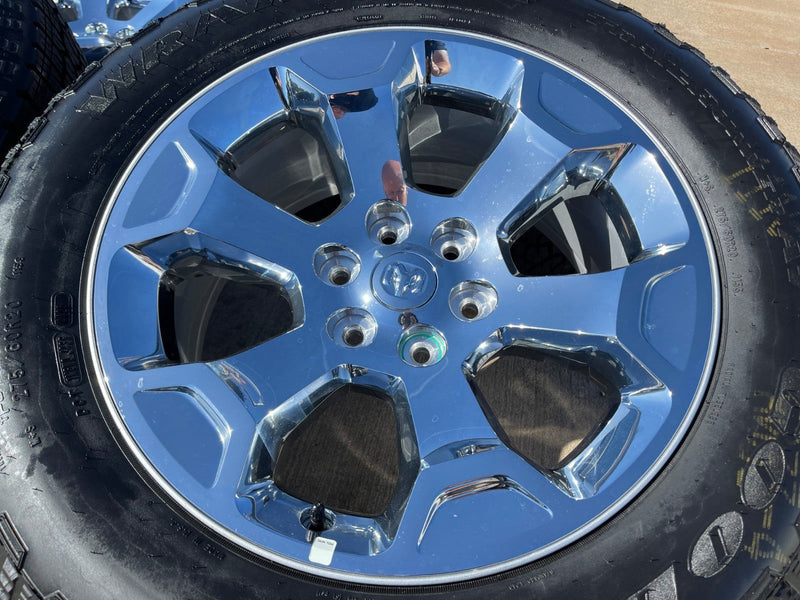 20" Dodge Ram 1500 OEM Laramie CHROME 2680 wheels rims 2025 2026 GOODYEAR NEW Texas Truck Tire