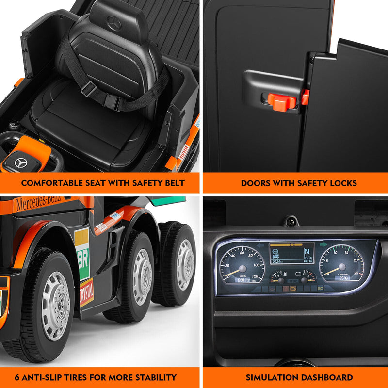 12V10AH Battery Kids Ride On Truck with Swing, Trailer, LED, MP3, and Bluetooth RC Features