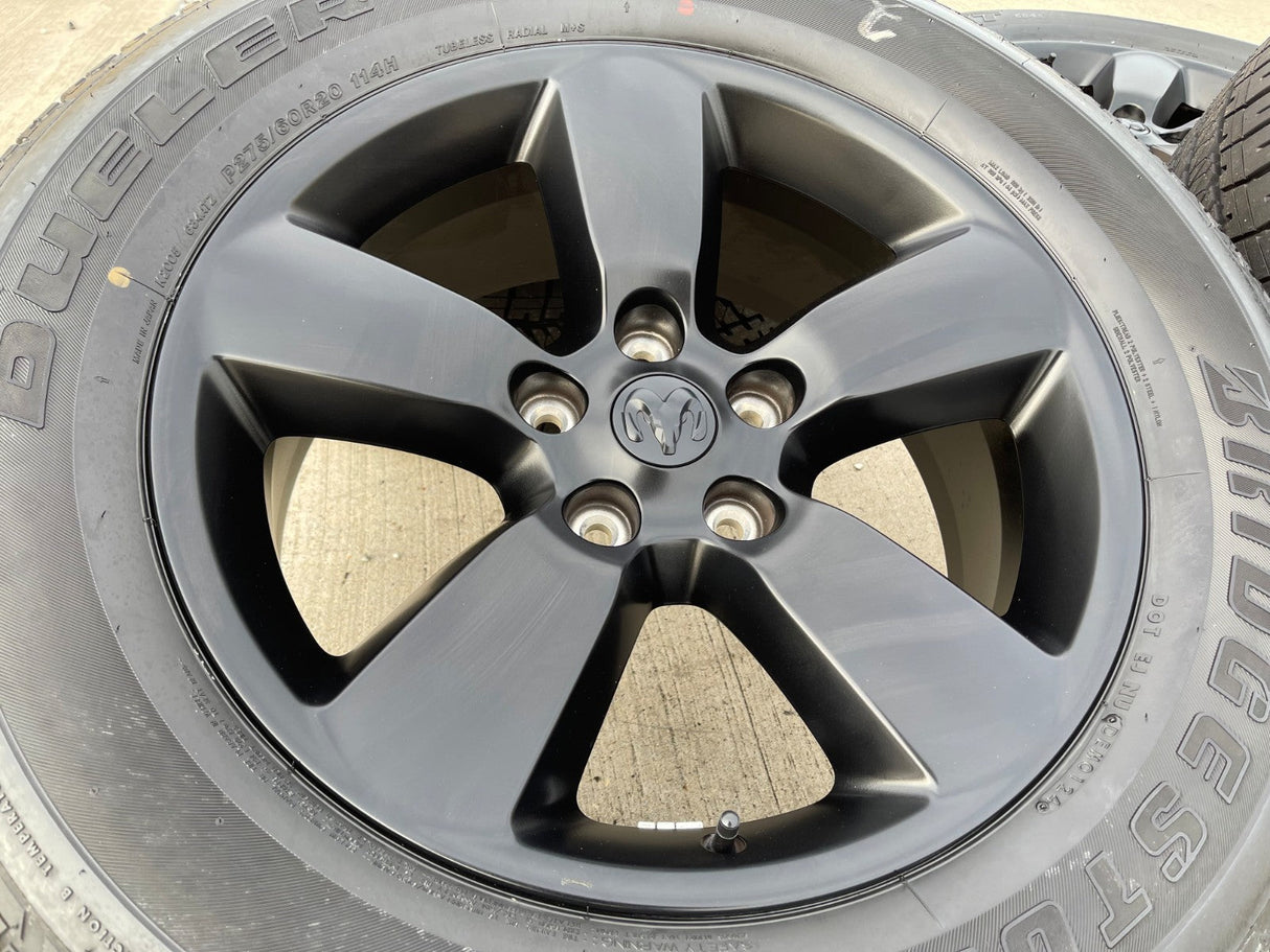 20" Dodge Ram 1500 OEM wheels rims 2495 black 5x139 tires BRIDGSETONE NEW Texas Truck Tire