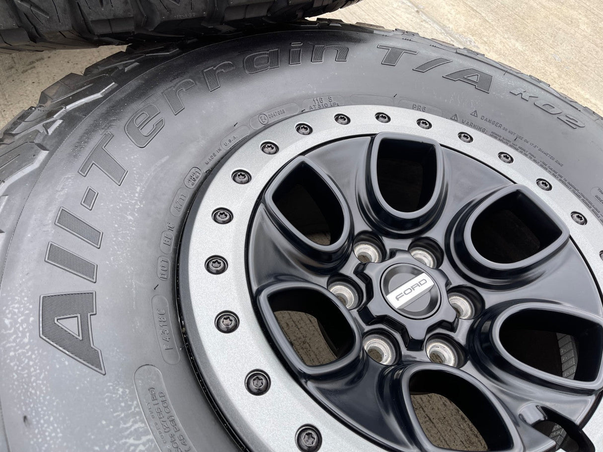 17" Ford F-150 Raptor OEM BEADLOCK rims wheels 10459 95210 BFG KO2 37" tires NEW Texas Truck Tire