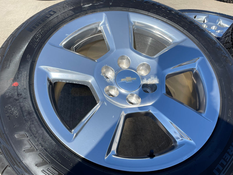 20" Chevy Silverado 1500 Tahoe Suburban OEM wheels rims 5652 tires PIRELLI A/T Texas Truck Tire