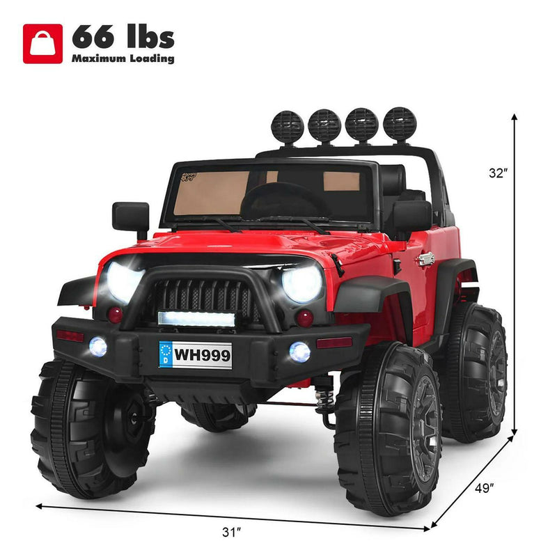 2-Seater Battery-Powered Jeep Car for Kids with Parental Remote Control - Red