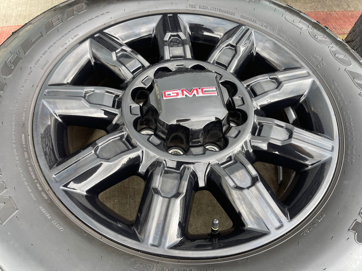 20" GMC Sierra DENALI 2500 3500 OEM 14137 5963 wheels rims Silverado tires A/T Texas Truck Tire
