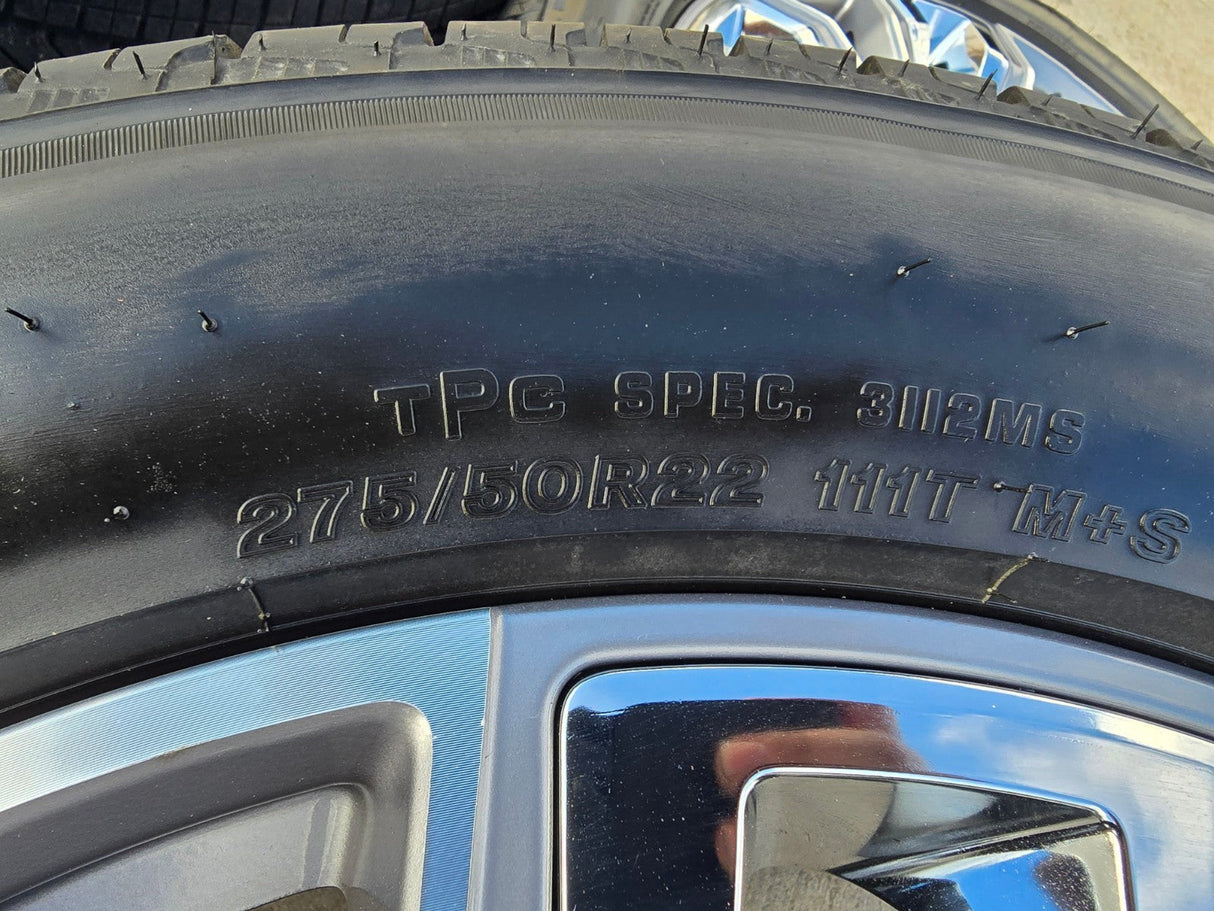 22" GMC Yukon Chevy Tahoe Escalade OEM chrome 95513 wheels rims tires NEW Texas Truck Tire